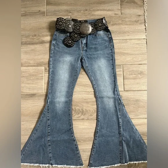 Lucky & Blessed MID Wash Flare Jeans - Picture 1 of 16